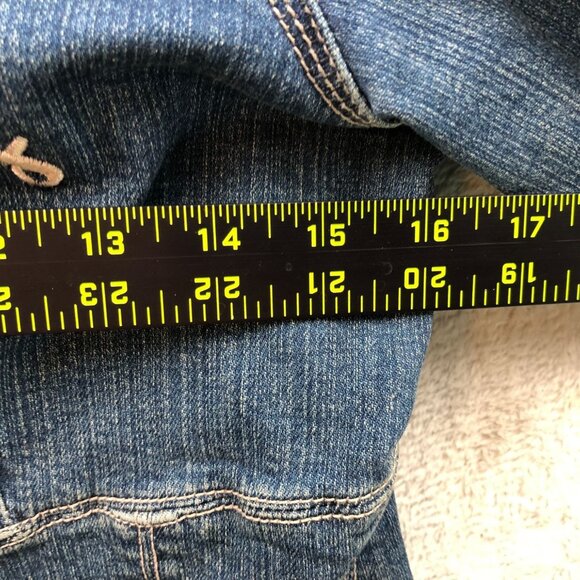 Live A Little Women's Jean Jacket Medium Petite Embroidered Floral Boho Y2K - Picture 6 of 14